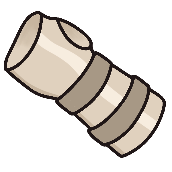 A beige plastic wrist splint, pictured at an angle.